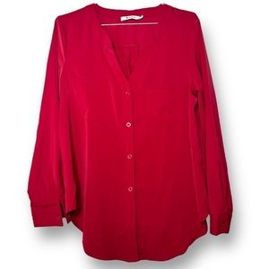 RED Button Up Blouse